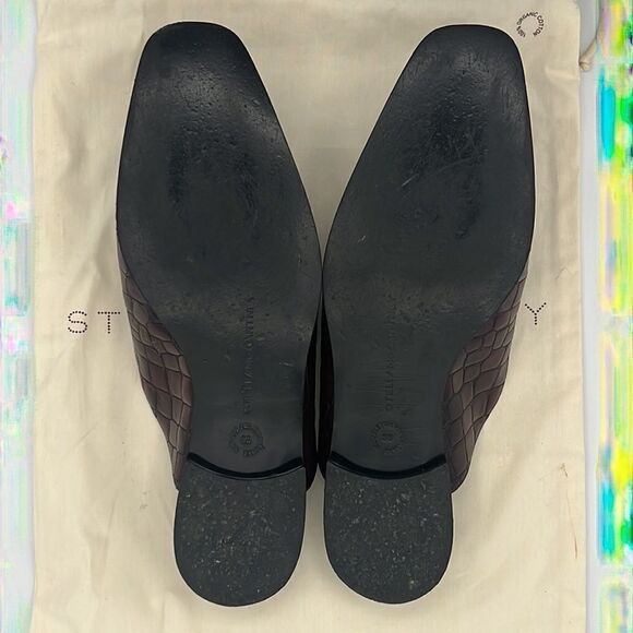 Stella McCartney Burgundy Faux Croc Embossed Leather Mules Size 38 / US 8 - Picture 8 of 14